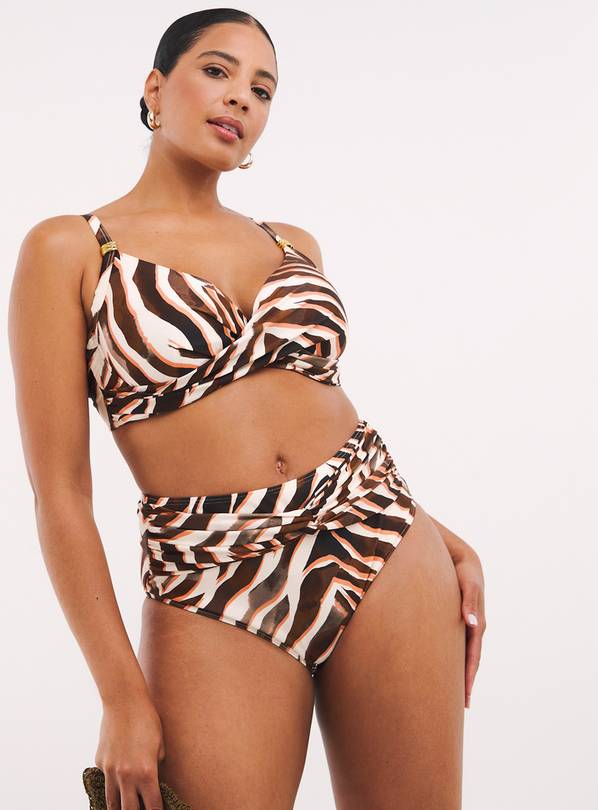 SIMPLY BE Magisculpt Twist Front High Waist Zebra Print Bikini Brief 16